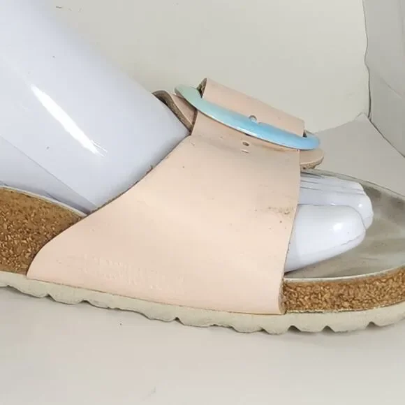 Birkenstock Women's Madrid Big Buckle EU41 US10 Leather Light Pink Slide Sandals - Picture 14 of 16